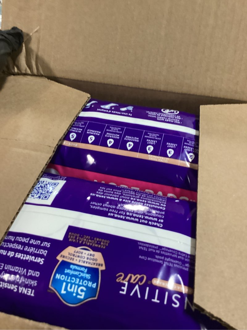 Condition photo showing New/Like New for tena sensitive care overnight incontinence pads, women, extra coverage 90ct | made for sensitive skin, these bladder control pads help prevent leaks and irritation for comfortable, secure overnight use