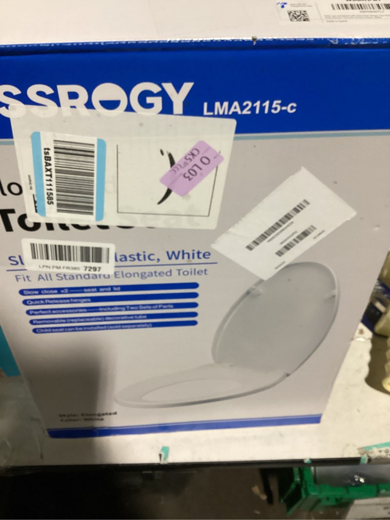 Condition photo showing Good Condition for wssrogy toilet seat elongated with slow close hinges, four bumpers never loosen and easily remove, two sets of parts, plastic, white elongated white - adult seat