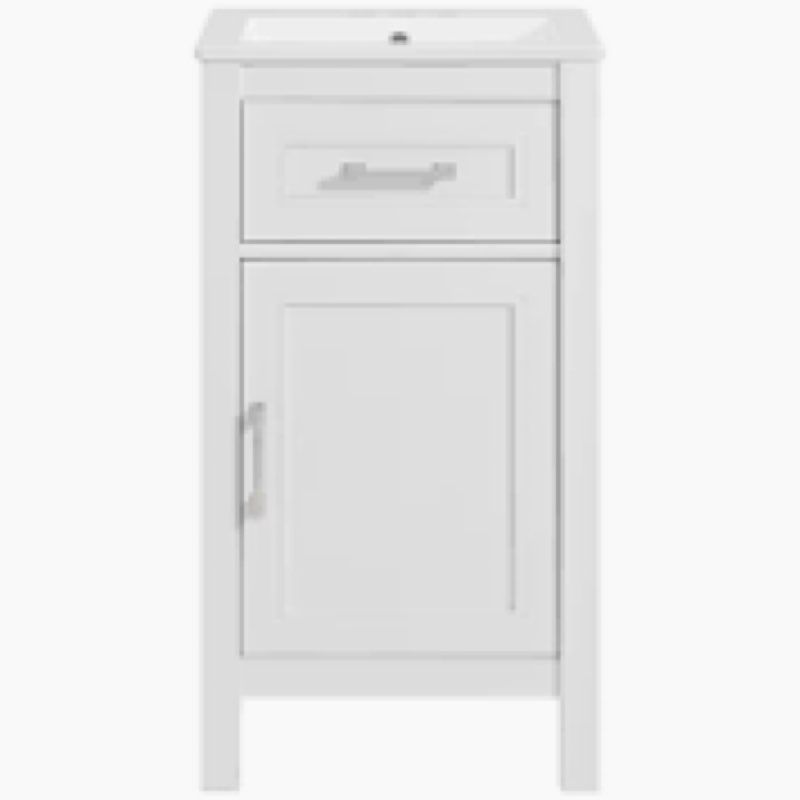 allen + roth Crest Hill 18-in White Single Sink Bathroom Vanity with White Vitreous China Top