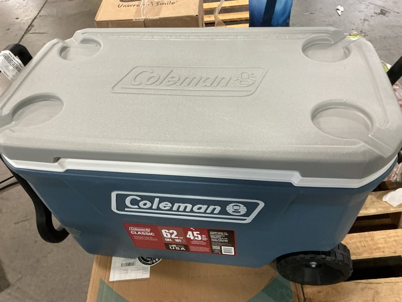 Condition photo showing Good Condition for coleman 316 series 62qt hard chest wheeled cooler, lakeside blue