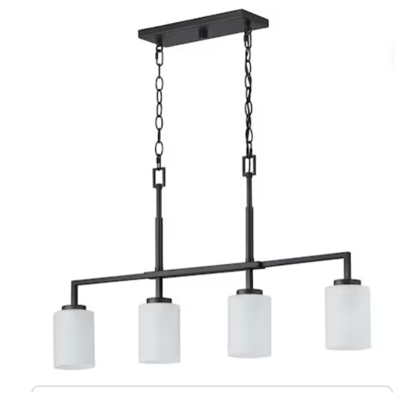 Progress Lighting Rexington 4 -Light Matte Black Modern/contemporary Etched glass Linear Large
