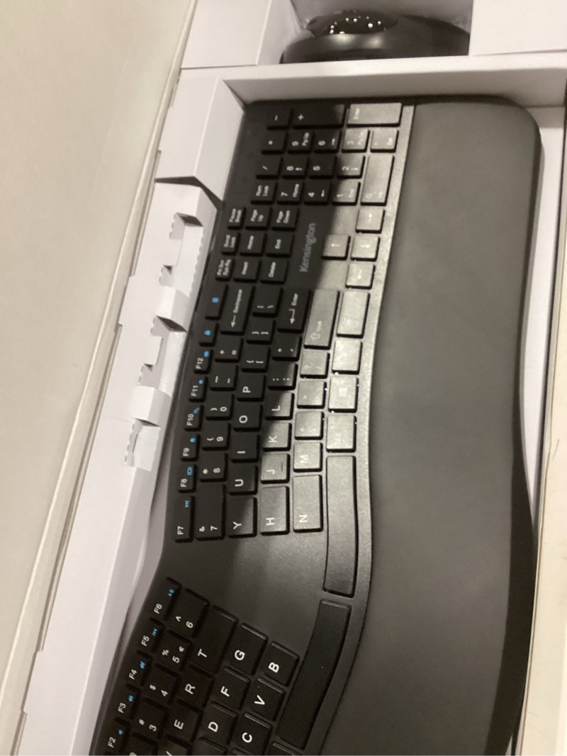 Condition photo showing Good Condition for Kensington Pro Fit Ergonomic Wireless Keyboard and Mouse - Black (K75406US) Black wireless keyboard + mouse