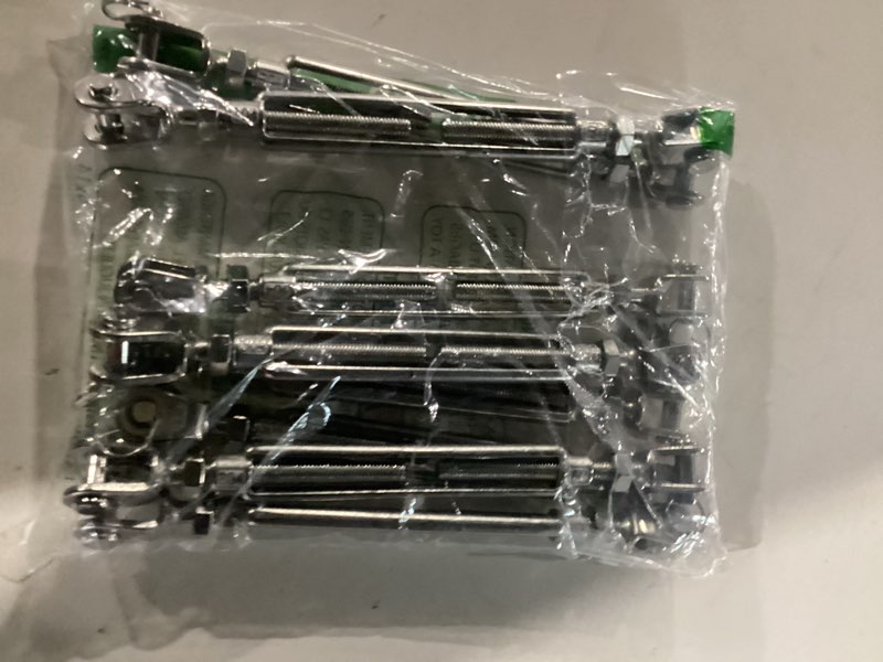 Condition photo showing New/Like New for 3/8 x 5 Inch Jaw and Jaw Turnbuckles M10 for Cable Rope, Stainless Steel, 1200 lbs Load (8PCS)