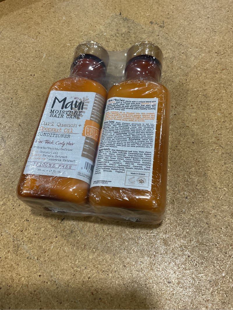 Condition photo showing New/Like New for maui moisture curl quench + coconut oil curl-defining anti-frizz conditioner to hydrate and detangle tight curly hair, softening conditioner, vegan, silicone & paraben-free, 13 fl oz (pack of 2) 13 fl oz (pack of 2) conditioner