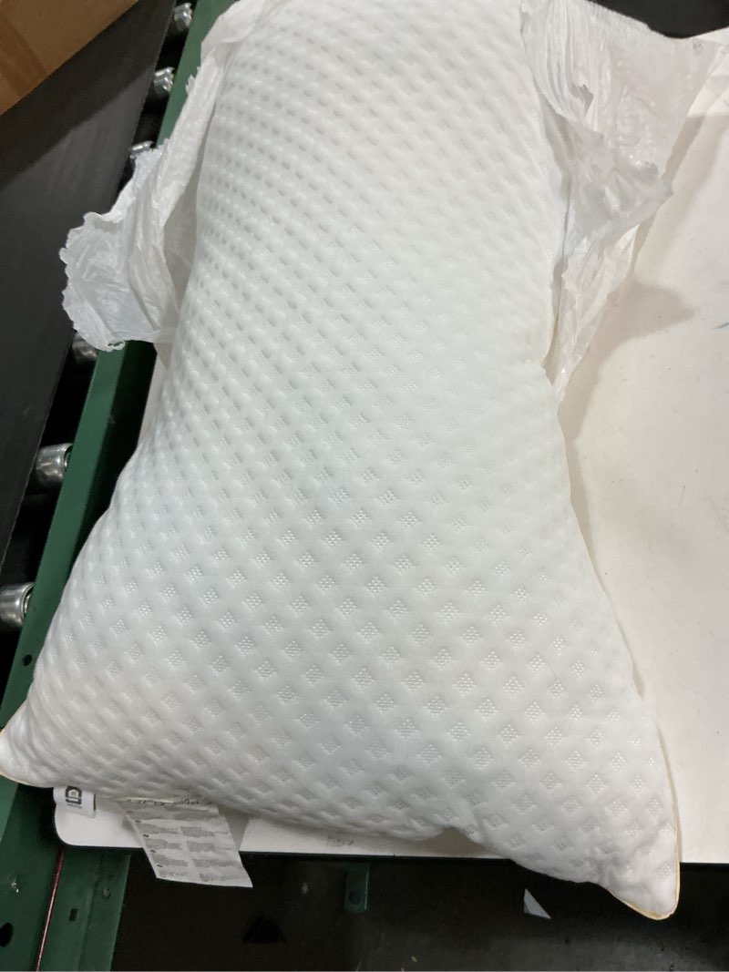 Condition photo showing As Is for pillow king size for neck and shoulder pain, adjustable firmness memory foam king pillows for side sleeper, cooling curved bed pillow for sleeping with washable cover white king (pack of 1)