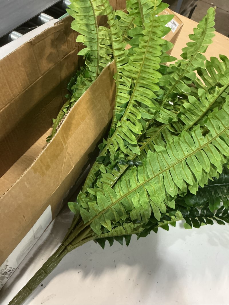 Condition photo showing Good Condition for forest prince 45" fake ferns, realistic large artificial bush plants, 2 artificial boston ferns with 59 fronds for outdoors planter indoor home garden porch decor green