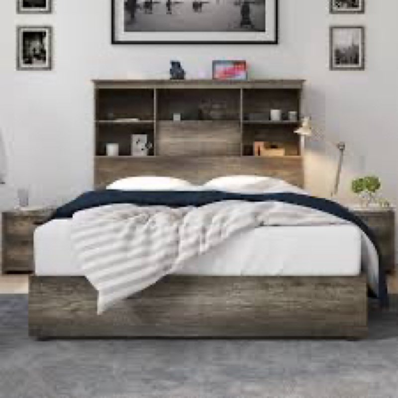 Tryston Lighted LED Bookcase Bed INCOMPLETE 