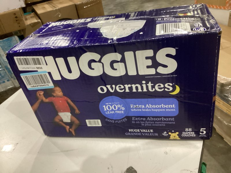 Condition photo showing Good Condition for Huggies Size 5 Overnites Baby Diapers: Overnight Diapers, Size 5 (27+ lbs), 88 Ct, Packaging May Vary