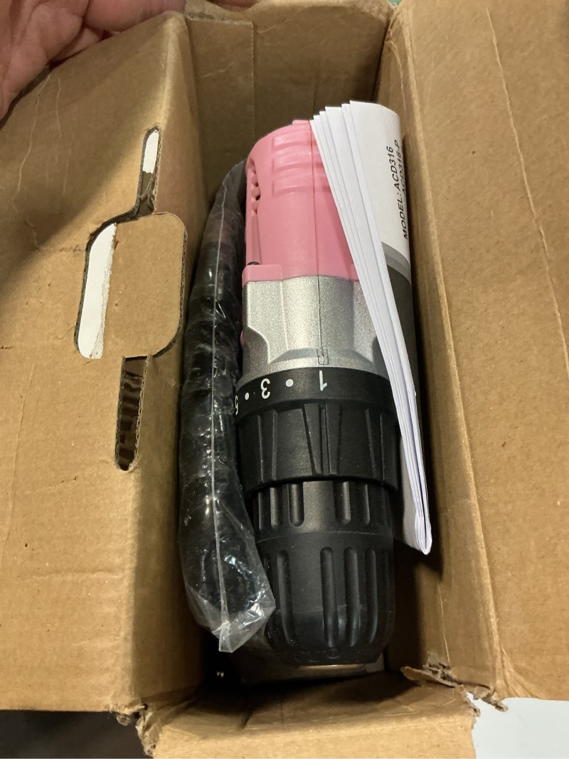 Condition photo showing Good Condition for avid power 20v cordless drill set for home diy & beginner projects - lightweight power drill with battery charger & 22 bits, variable speed, 3/8" keyless chuck, ideal for furniture assembly (pink) 2-pink