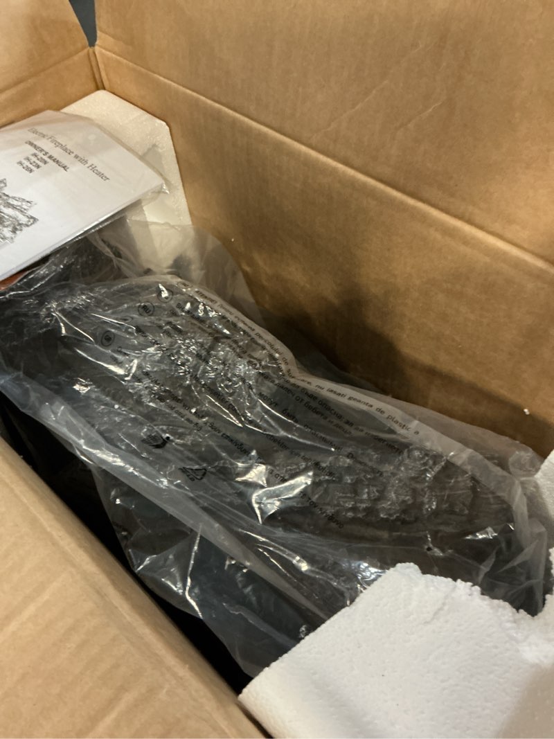 Condition photo showing Good Condition for Electric Fireplace Logs Inserts Heater 20-Inch, Remote Controller Fireplace Heater, Adjustable Flame Colors, Realistic Fake firewood Flame, Overheat Protection, Timer, Thermostat, 1500W Black 20"