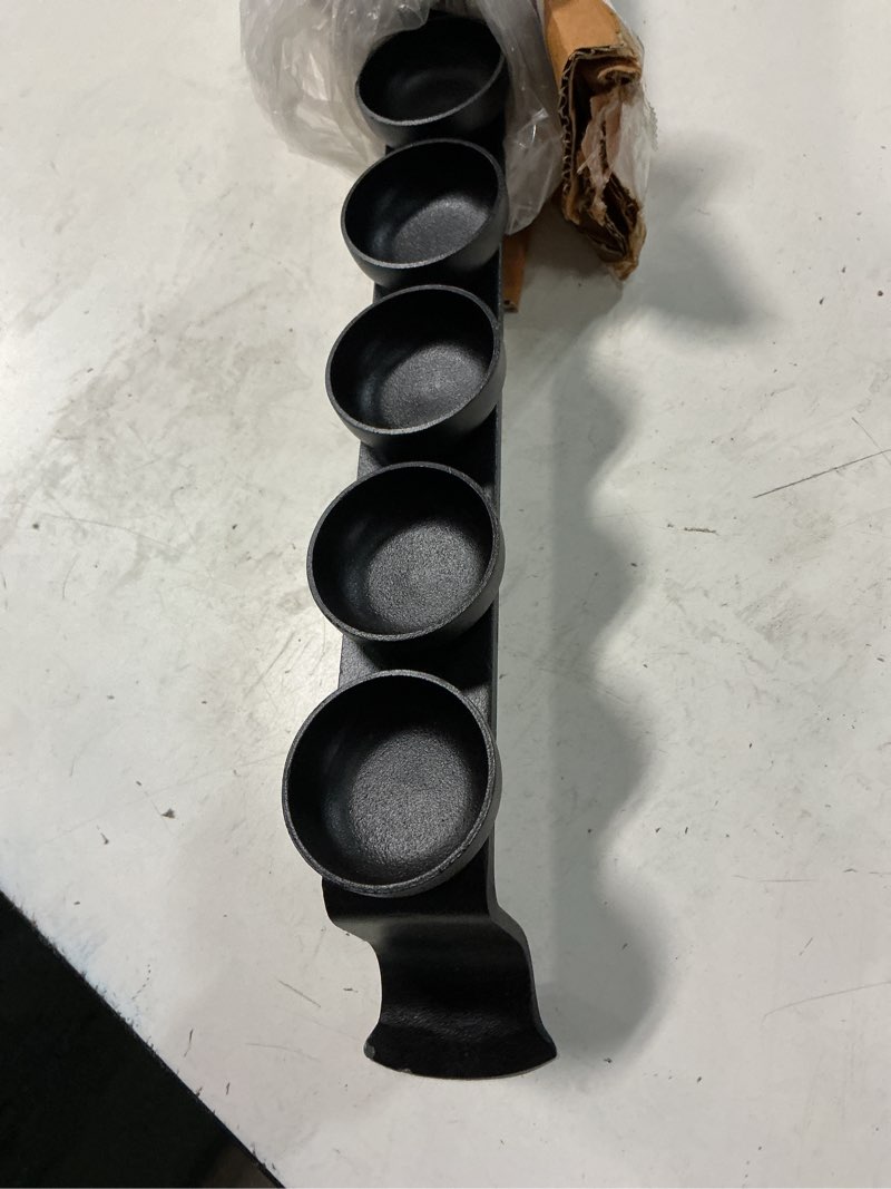 Condition photo showing Good Condition for hanukkah 9-branch tea light menorah, large traditional handmade decor | wrought-iron kosher, long lasting quality, sturdy metal chanukah holiday decor candle holder, judaica hanukkiah candelaber