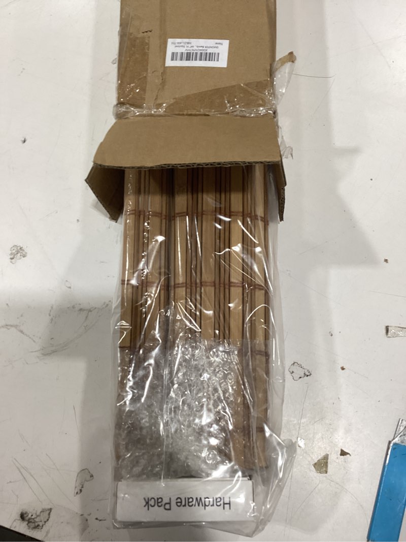 Condition photo showing Good Condition for smonter bamboo roman shades for windows-cordless wooden woven blinds light filtering bamboo roll up shades uv protection and easy set up for door and countryhouse, 44" w x 64" h, deer 44"w x 64"h deer