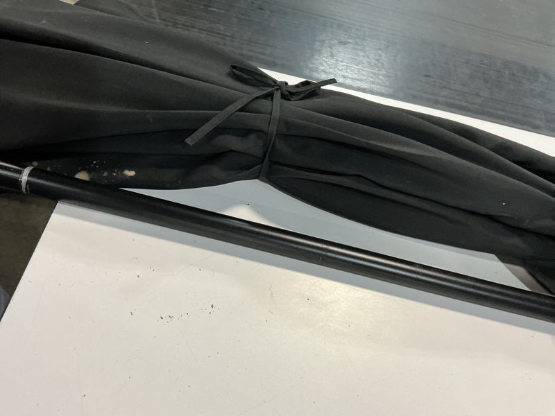 Condition photo showing As Is for style selections 7.5-ft steel black push-button tilt market patio umbrella