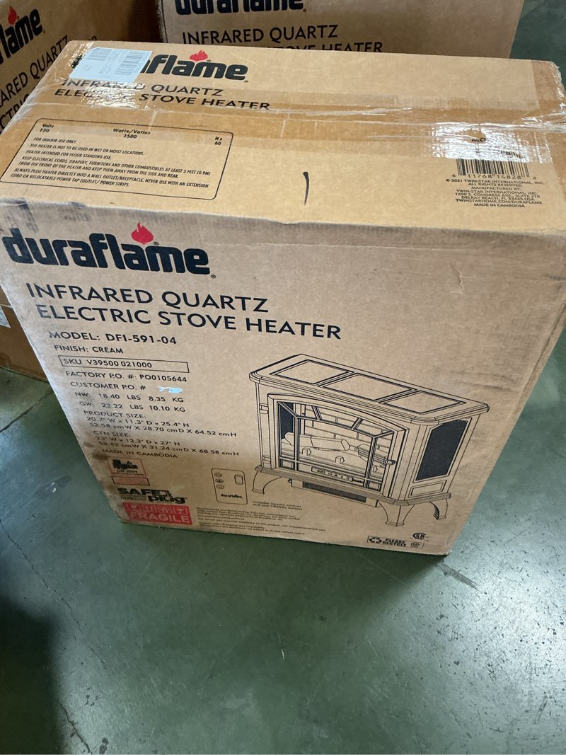 Condition photo showing New/Like New for Duraflame Electric Infrared Quartz Fireplace Stove with 3D Flame Effect, Cream