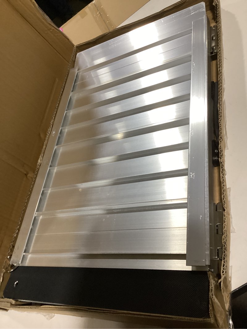 Condition photo showing As Is for FACHNUO 2 Feet Portable Wheelchair Ramp, Non-Skid Aluminum Handicap Ramps with Handle, Folding Threshold Wheel Chair Ramp for Home Steps, Stairs, Entry, Threshold, Doorways, Scooter, 800LBS Capacity