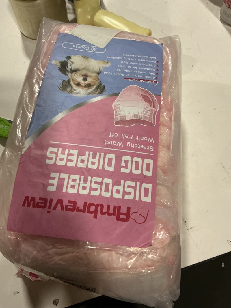 Condition photo showing Good Condition for Ambreview Disposable Dog Diapers Female, Just Pull It Up, Doggie Diapers for Female Dogs, Strong Absorbency | Leak Proof, for Dogs in Heat | Elderly | Disabled, S 30 PCS S(Waist 10.2"-18.1") 30.0