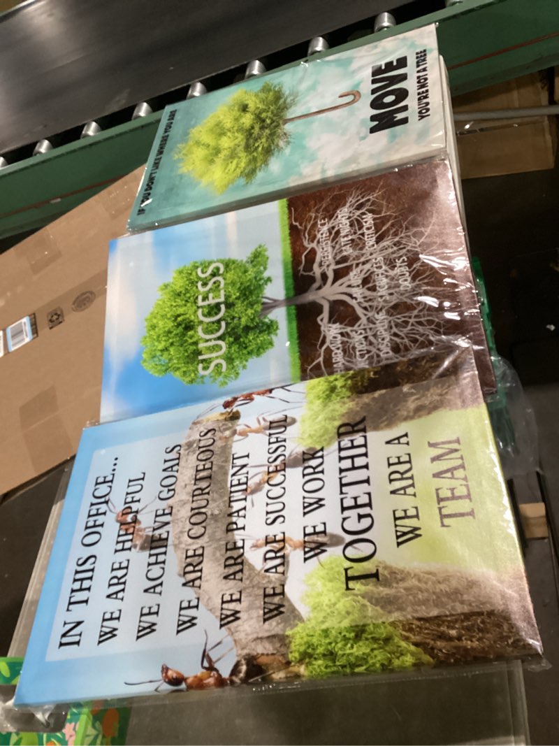 Condition photo showing New/Like New for 3 pieces motivational wall art inspirational tree canvas success poster artwork entrepreneur quote painting office wall decor art for office bedroom living room workplace decoration(48\"wx24\"h)