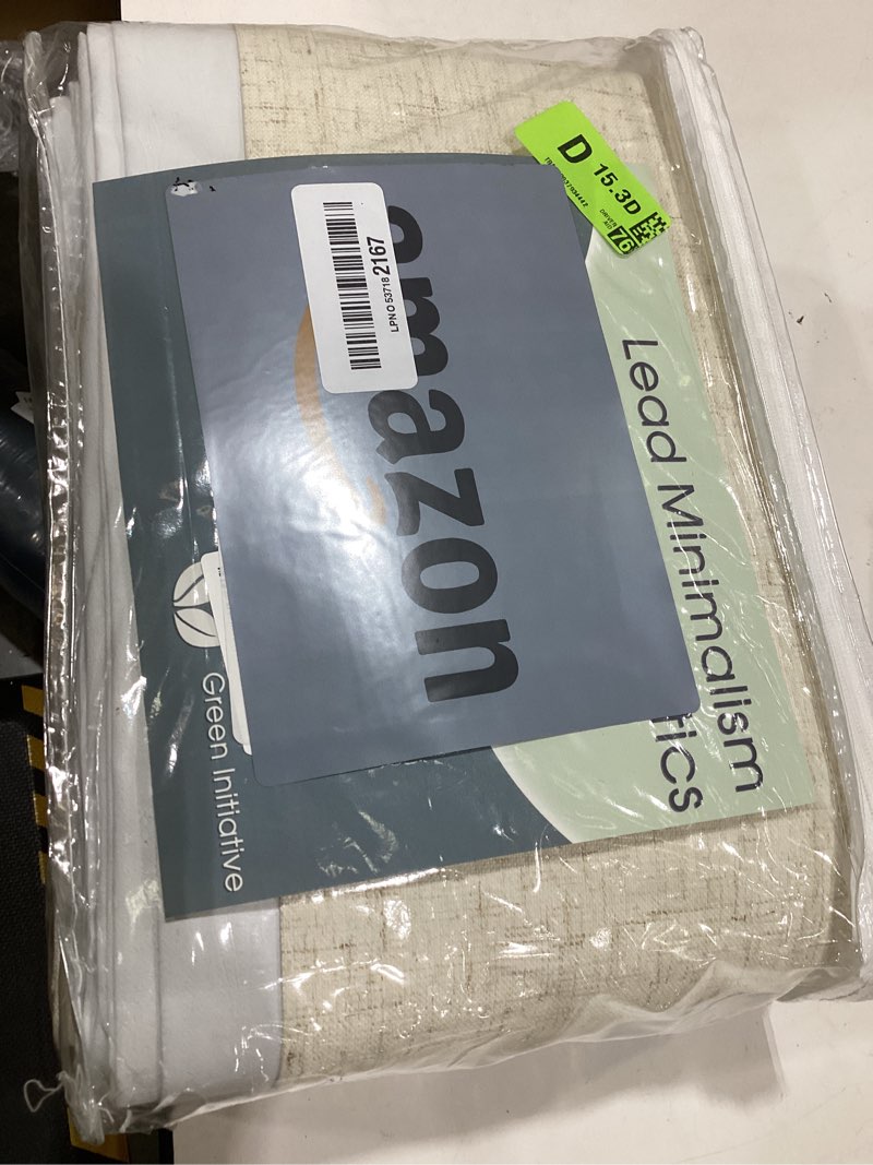 Condition photo showing Good Condition for beige 100% blackout linen curtains 108 inches long for bedroom back tab thermal insulated rustic country farmhouse decor black out curtain for living room floor to ceiling high window 52x108,2 panels linen 52"w x 108"l (pack of 2)