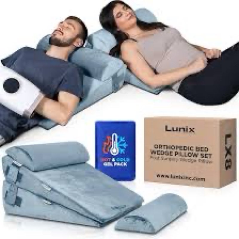 4PCS Orthopedic Bed Wedge Pillow Set, Post Surgery 45D Memory Foam for Back, Neck, and Leg Pain Reli