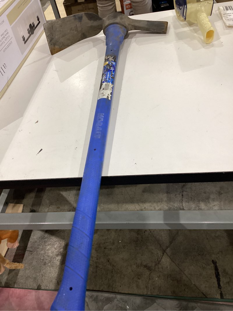 Condition photo showing As Is for kobalt 5.25-lb steel cutter mattock with 36-in fiberglass handle
