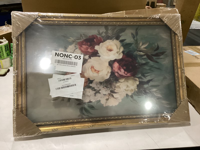 Condition photo showing New/Like New for vintage gold framed flowers wall art vintage moody flower print painting canvas prints moody flowers wall decor victorian painting style poster print artwork for living room bedroom home decoration blue flowers 24"l x 16"w