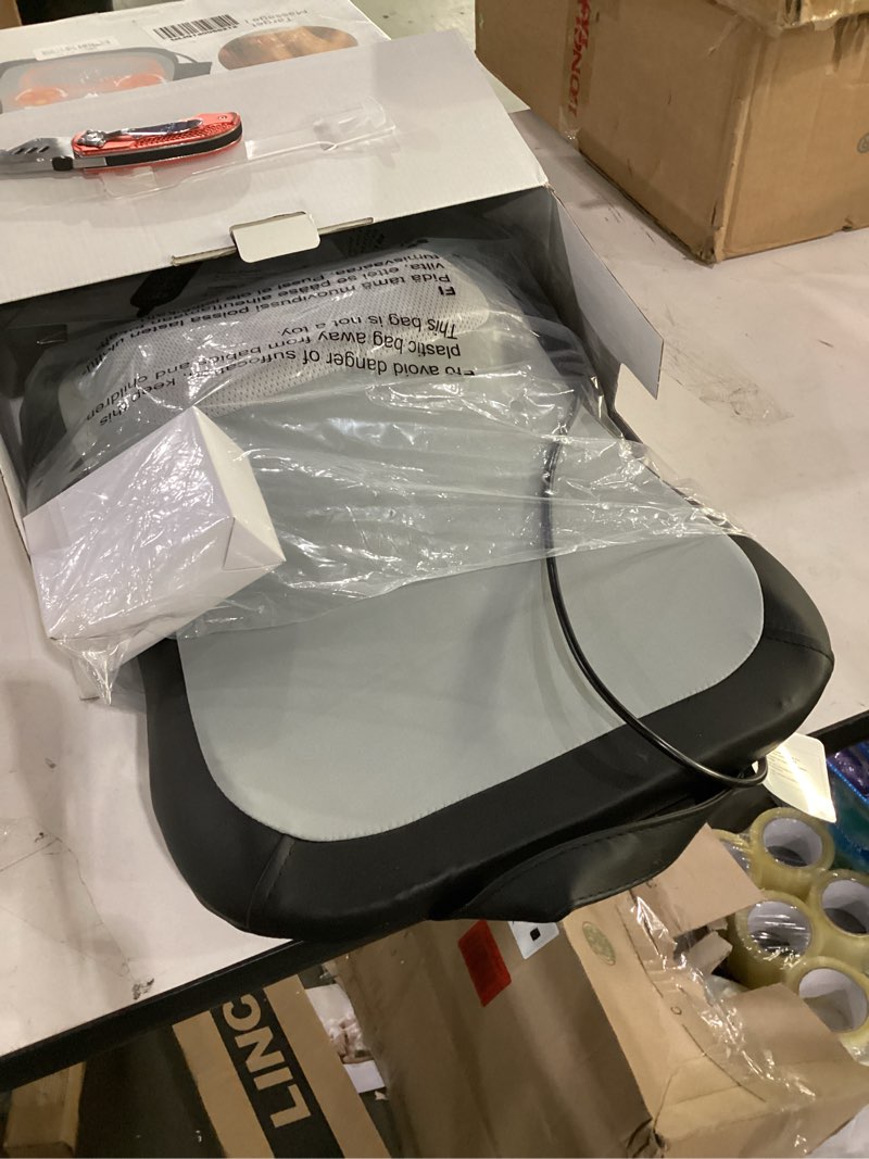 Condition photo showing Good Condition for shiatsu back and neck massager for pain relief deep tissue, up and down rolling back massager with heat, 3d kneading massage for office home car, birthday gifts for women men mom dad gray