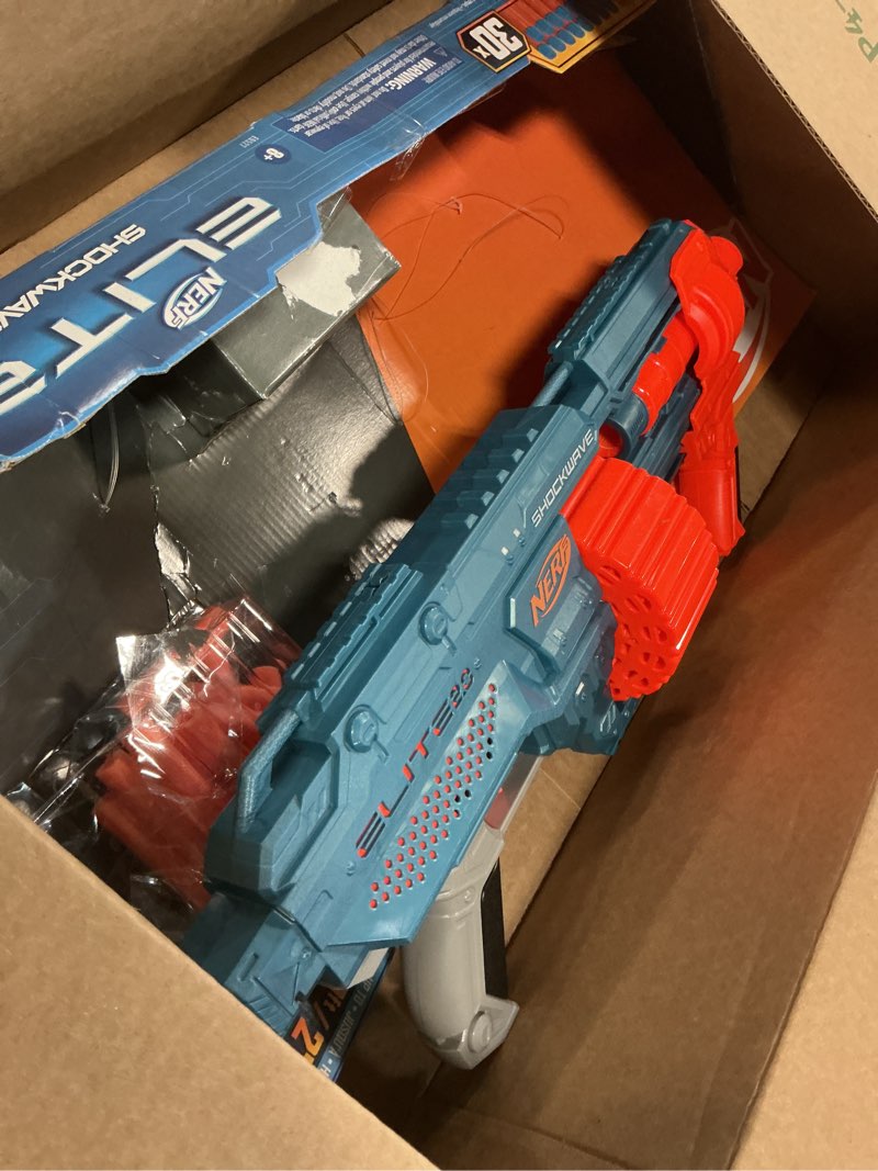 Condition photo showing Good Condition for nerf elite 2.0 shockwave rd-15 dart blaster, 30 nerf elite darts, 15-dart rotating drum, kids outdoor toys for 8 year old boys & girls and up (amazon exclusive) standard packaging