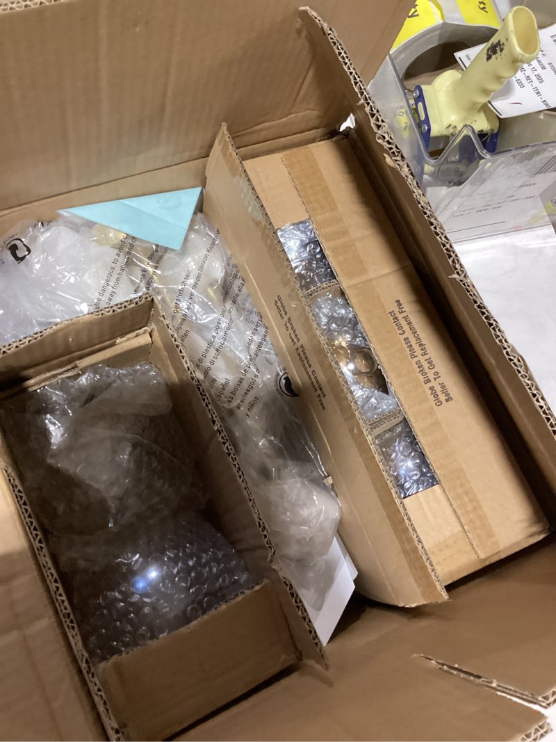 Condition photo showing Good Condition for KCO Lighting 5-Light Amber Glass Globe Chandelier Brush Gold Semi Flush Mount Ceiling Light Mid-Century Modern Close to Ceiling Light for Living Room Bedroom Foyer (5-Light) Gold+Amber-5 Light