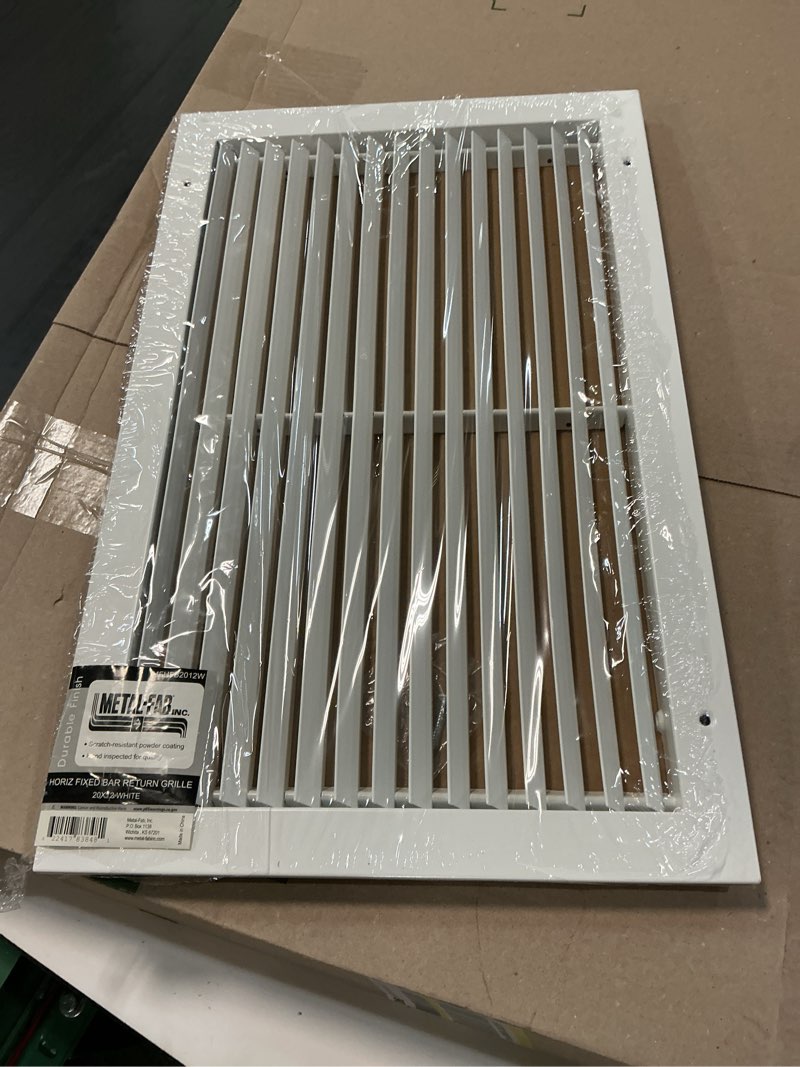 Condition photo showing New/Like New for 20" x 12" fixed bar return grille - all steel structure - elegant look & sturdy finish [outer dimens