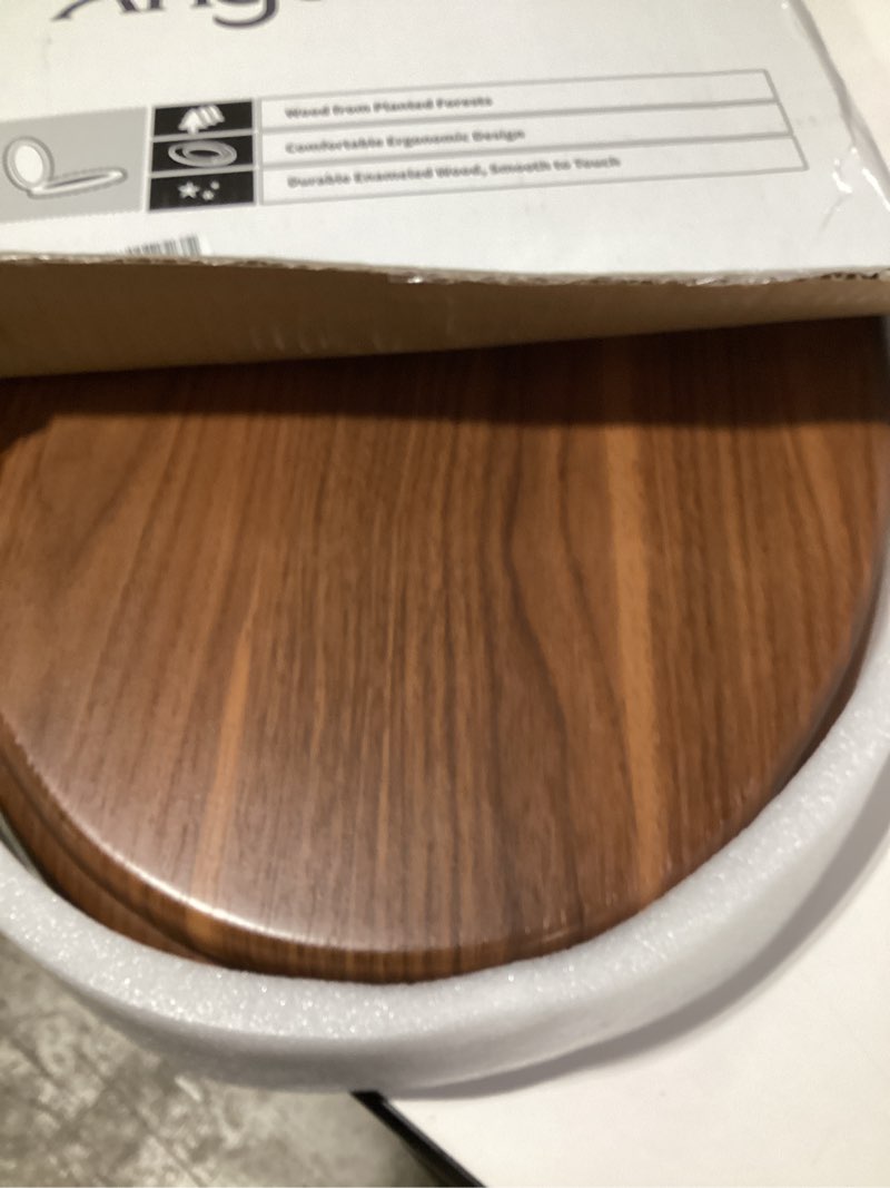 Condition photo showing Good Condition for elongated toilet seat molded wood toilet seat with quietly close and quick release hinges, easy to install also easy to clean by angol shiold (elongated, walnut) soft close hinge walnut