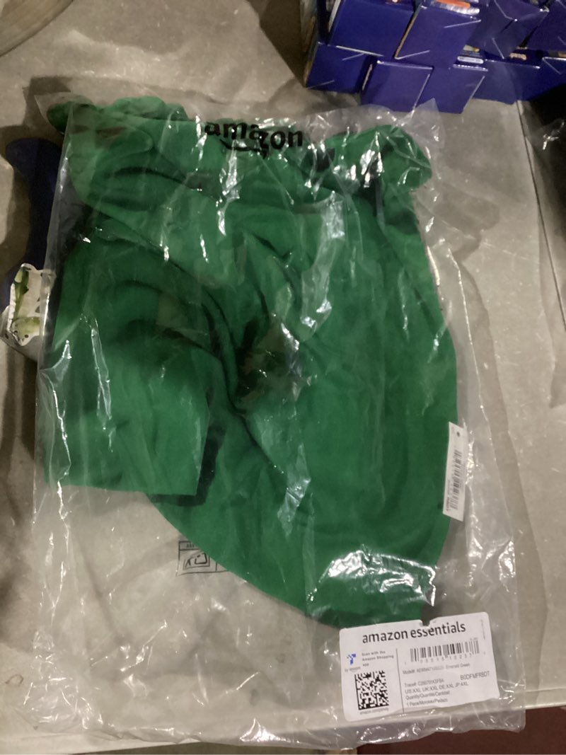 Condition photo showing Good Condition for Amazon Essentials Womens Slim-Fit Extended-Sleeve Ruched Matte Jersey Top (Skirt Sold Separately) XX-Large Emerald Green