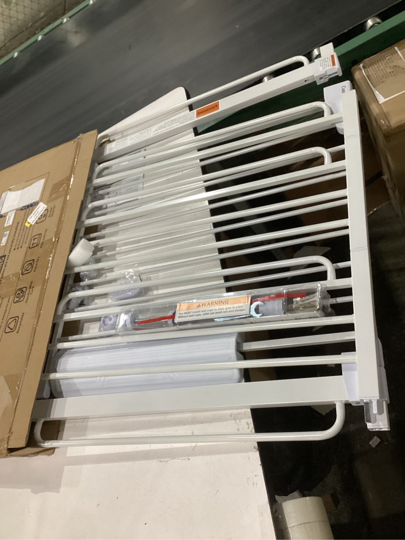 Condition photo showing Good Condition for cumbor 36.6-64 in extra wide baby gate for stairs, dog gate indoor, white | mom's choice awards winner, double lock for doorways, auto close child gate for toddler & pets, pressure or hardware mounted white 36.6-64"w x 30.5"h