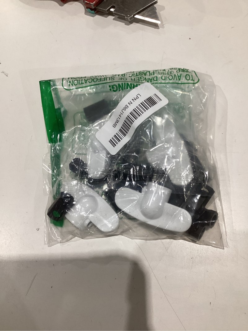 Condition photo showing New/Like New for 4 pack universal tee crank casement window handles, low profile design prevents interference with window coverings, crank replacement handles, 1-1/8 x 2-3/8 (white) white 4