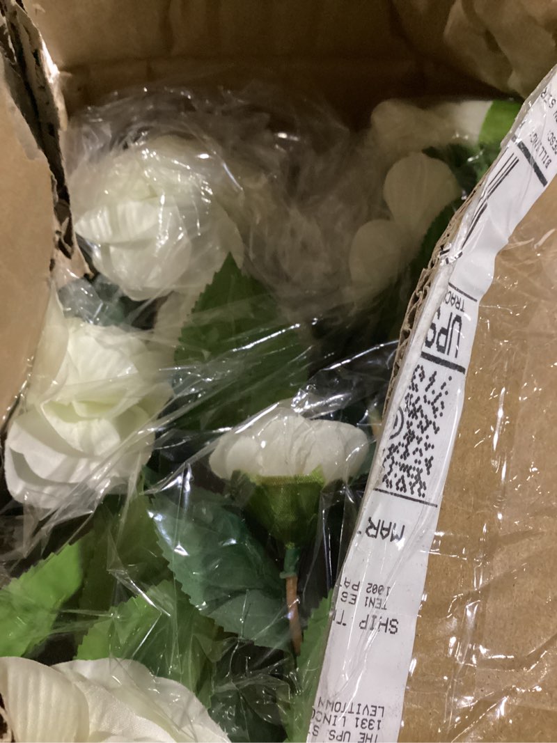 Condition photo showing New/Like New for hollyone 2 pack artificial camellia tree, 3ft faux white camellia flowers plant with ground spike fake floral blooming flower plants for home indoor outdoors front door porch garden decor