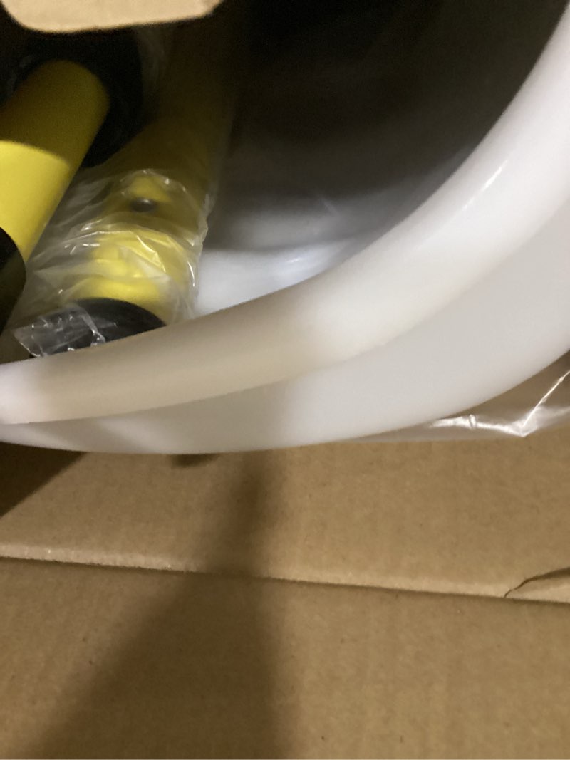 Condition photo showing Good Condition for Snow Pusher: Snow Plow Shovel with Ergonomic Dual D-Handles & 22'' UHMW Blade - Lightweight Manual Snow Shovel for Car, Driveway, Sidewalk & Patio (Bright Yellow) Bright Yellow 58 IN