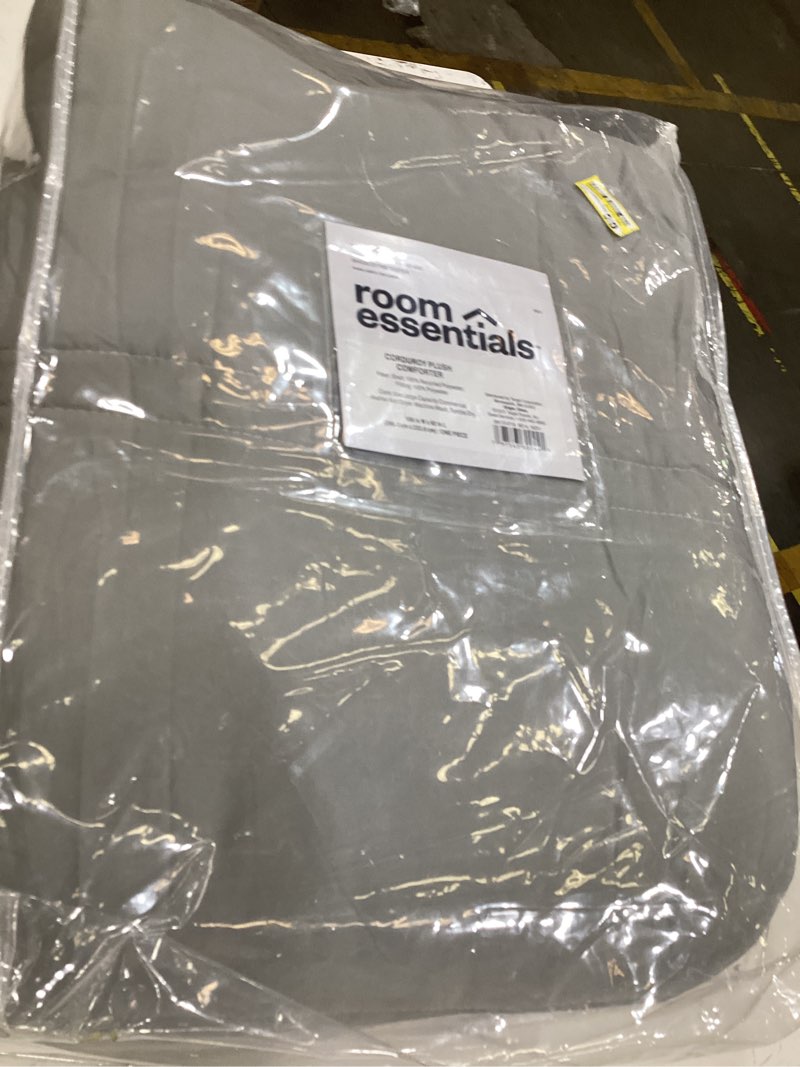 Condition photo showing Good Condition for king corduroy plush comforter light gray - room essentials™