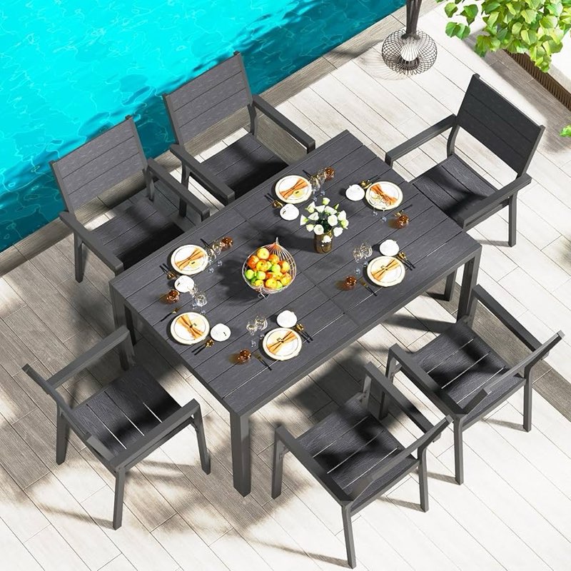 AECOJOY 7 Piece Outdoor Dining Set, 60" x 36" Aluminum Patio Table((only table )) 