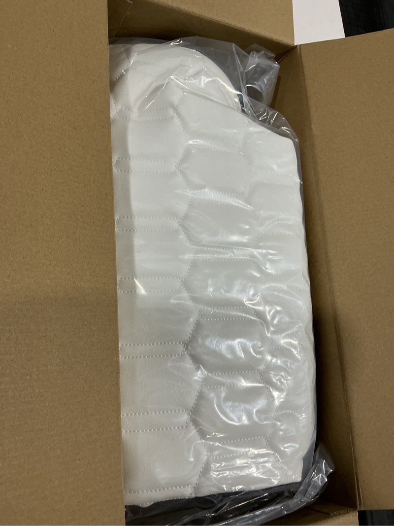 Condition photo showing Good Condition for NOKINS Golf Cart Diamond Seat Covers Kit, Fit for EZGO TXT 1994-2013/EZGO RXV OEM Standard Front Seat Cushion, Golf Cart Vinyl Seat Cover, No Nails Required (White and Black)