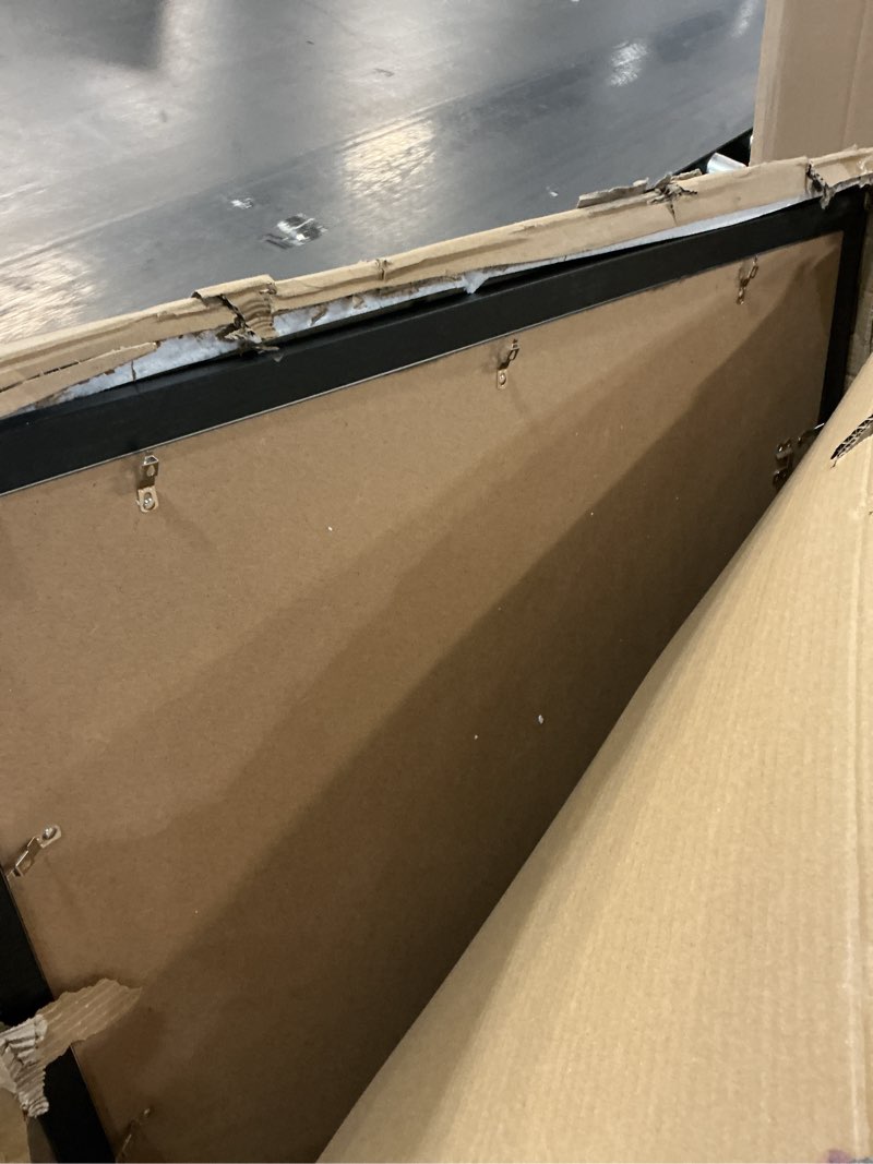 Condition photo showing As Is for Fisnish 28x40 Picture Frame, Display Pictures 24x36 with Mat or 28 x 40 Without Mat, Black Wall Hang