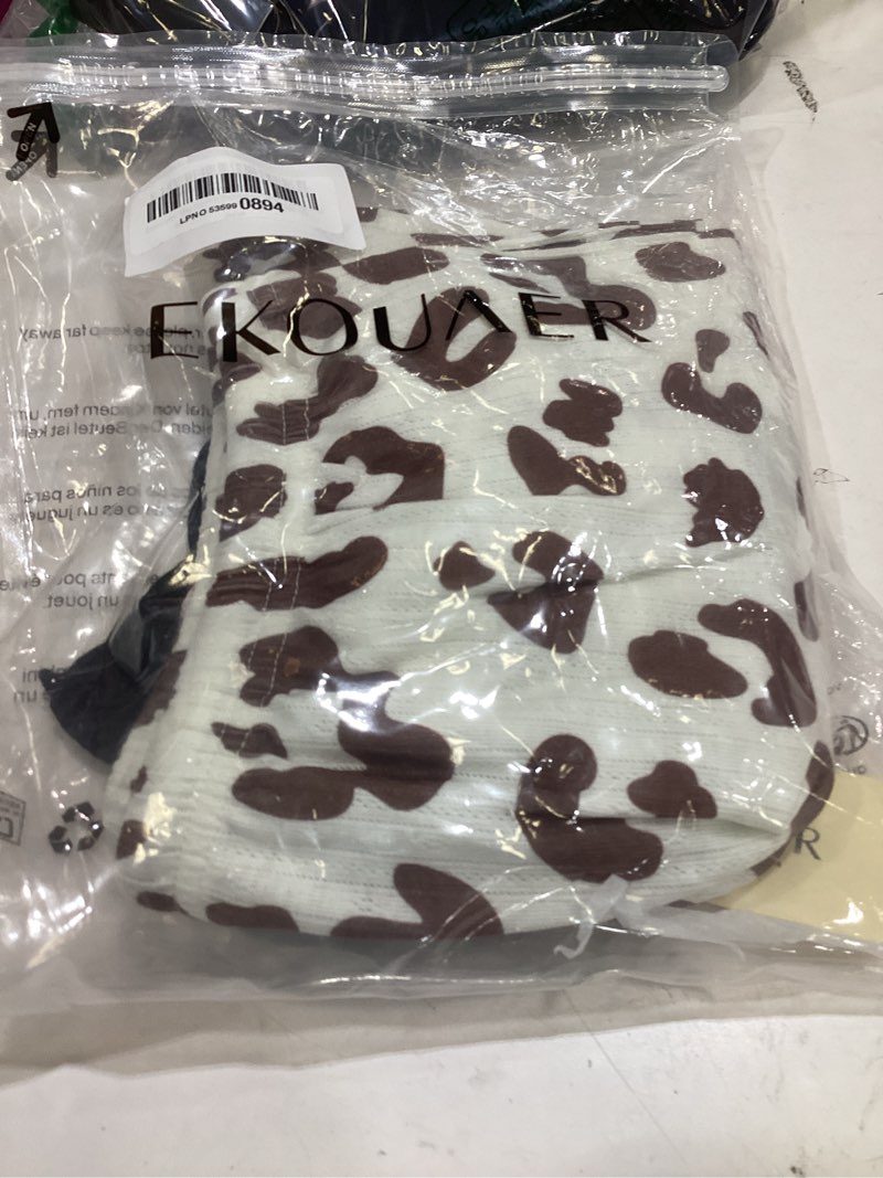 Condition photo showing Good Condition for ekouaer women's pajama sets 2 piece sexy lingerie sleepwear with pockets lightweight lace cami shorts adjustable straps pjs light brown leopard medium