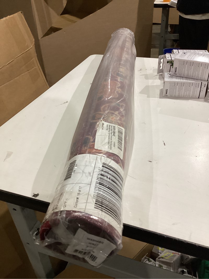 Condition photo showing New/Like New for Linon Home Decor Products The Anywhere Washable Rug Yarit Garnet & Ivory 3' X 5' Accent Rug 3' x 5' (Rectangular) Yarit Garnet & Ivory