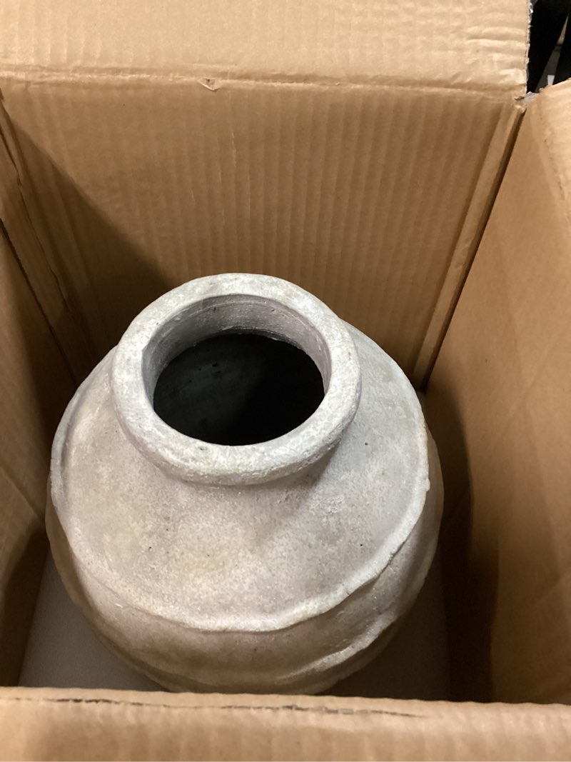Condition photo showing Good Condition for Kokrose Terracotta Vase, White Grey Rustic Farmhouse Decor, Vintage Large Pottery Clay Vase, Ceramic Flower Vases for Centerpieces, Table Top Fireplace Mantel Decor 11.2"?H) White Grey-11.2"?h)