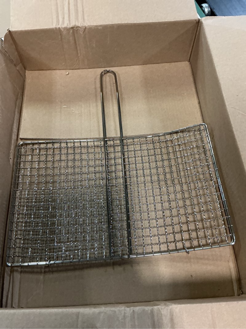 Condition photo showing Good Condition for besportble fish grill basket, fish grilling basket for outdoor stainless steel folding grill accessories grill basket for bar camping picnics parties