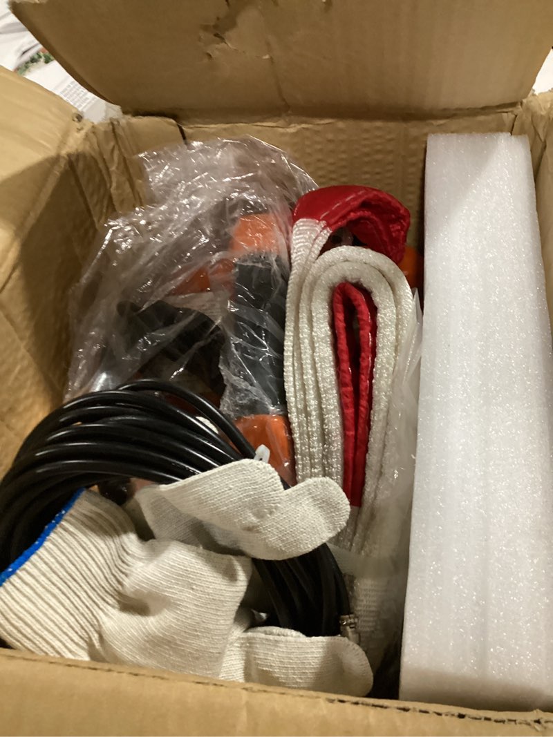 Condition photo showing Good Condition for yatointo 3-in-1 electric hoist winch, 1540 lbs lift capacity, portable 120v power crane with wired & wireless remote, 25 ft lifting height, overload protection for towing & lifting 1540lb - 3 in 1 orange