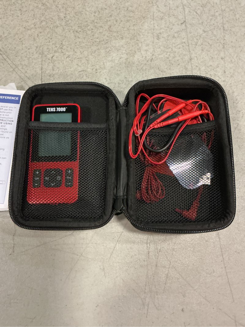 Condition photo showing As Is for tens 7000 sport athletic recovery muscle stimulator, back pain relief, sciatica, neck, shoulder, muscle pain, tens unit + ems + massage with 42 built-in programs, 4 electrode pads