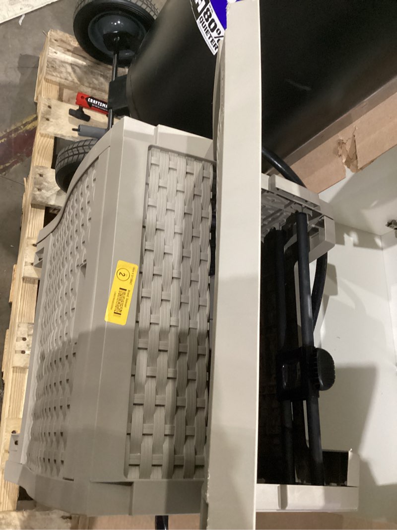 Condition photo showing As Is for suncast slide trak hideaway plastic 175-ft container hose reel