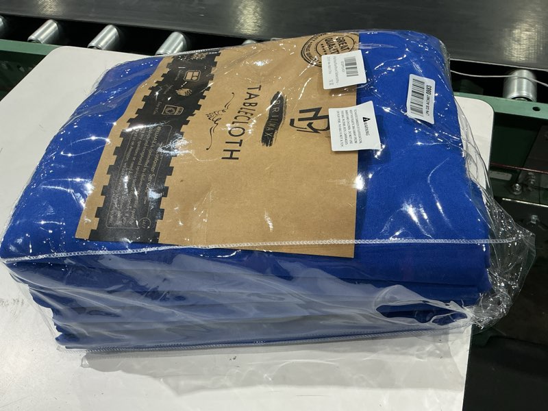 Condition photo showing Good Condition for brillmax 6 pack royal blue round tablecloths 120 inch for 60” tables - 150 gsm polyester fabric, floor length drop, water, stain & wrinkle resistant cloth cover for wedding reception banquet dining royal blue 120 in, 6 pack