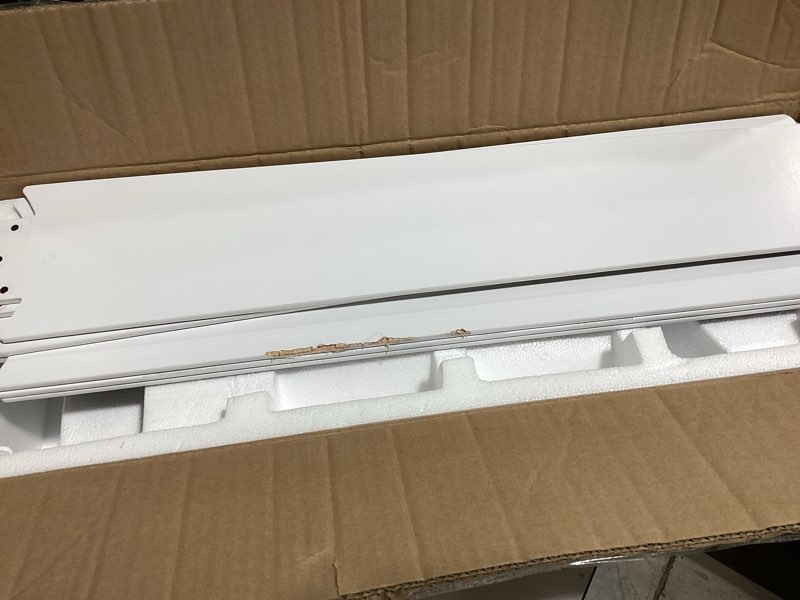 Condition photo showing As Is for 52" smart low profile ceiling fans with lights remote,outdoor indoor flush mount ceiling fans,controll by voice wifi alexa app,quiet dc motor,gold white black fan for modern bedroom living room patio 52 inch gold& white black
