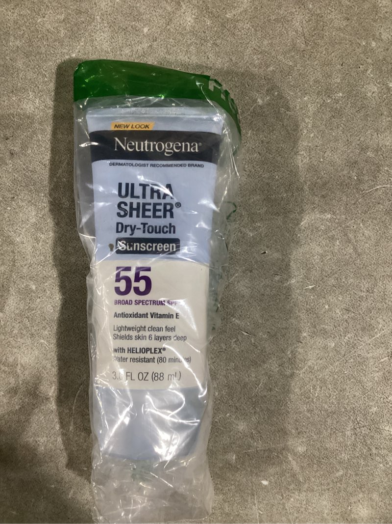 Condition photo showing Good Condition for neutrogena ultra sheer dry-touch sunscreen for face & body, spf 55 broad spectrum uva/uvb protection, lightweight water resistant & non-greasy, travel size sunscreen, 3 fl. oz 3 fl oz (pack of 1) spf 55