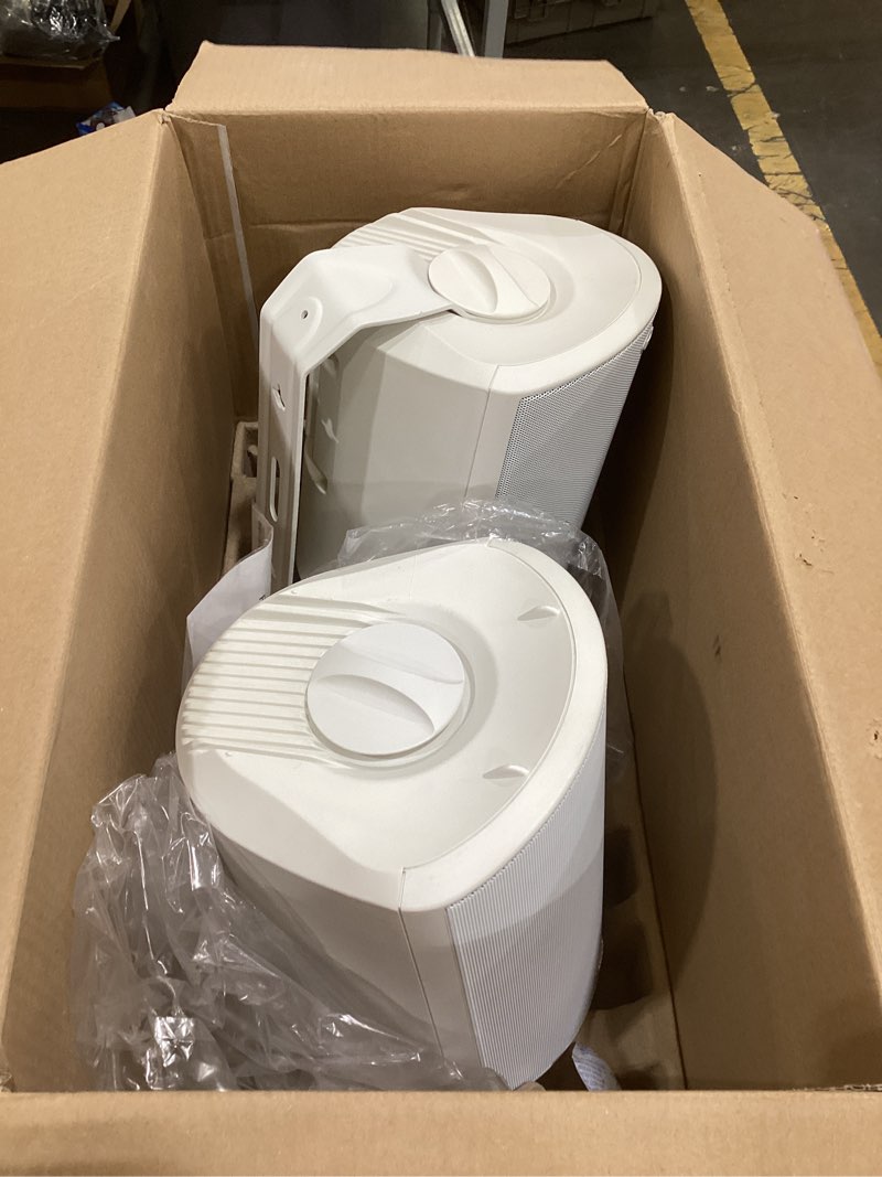 Condition photo showing As Is for polk audio atrium 6 outdoor speakers with powerful bass (pair, white), all-weather durability, broad sound coverage, speed-lock mounting system white 2 speakers atrium 6